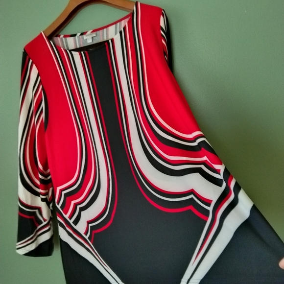 New red stripes long sleeves casual festive plus size scoop neck tunic sz 18/20 - Picture 8 of 11